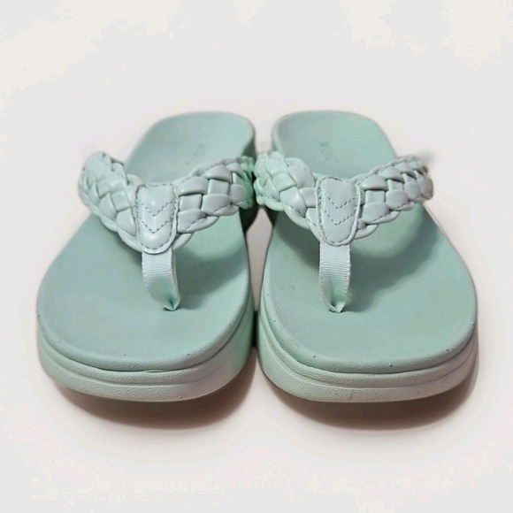 Vionic Kenji Platform Thong Sandals‎ Womens 6.5 Braided Leather Mint Green #274 - Picture 3 of 8